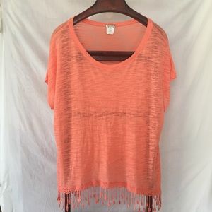 Women’s plus dress/ casual top with fringe coral